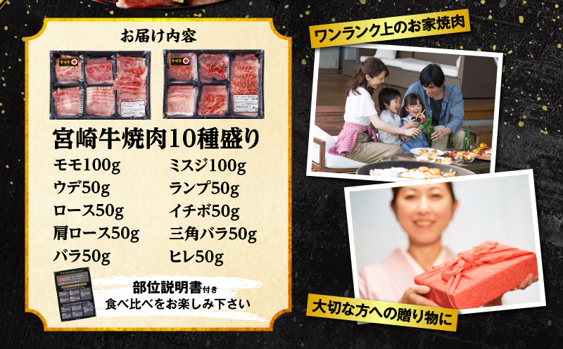  宮崎牛焼肉10種盛り合わせ_M132-067
