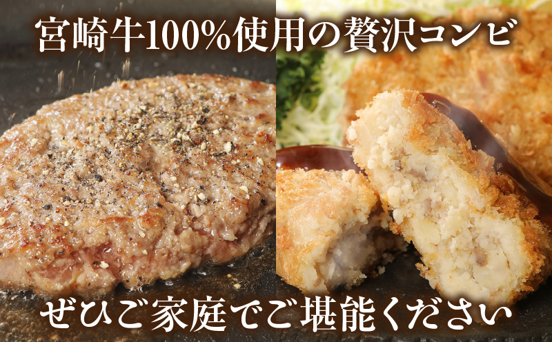 宮崎牛　牛肉 ペッパーハンバーグ100g×3・コロッケ80g×6 2セット_M132-003