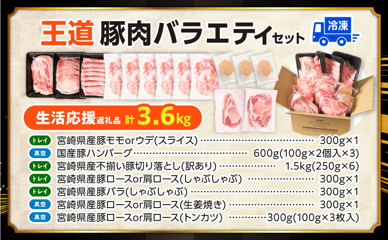 新定番！豚肉バラエティセット3.6kg_M132-102
