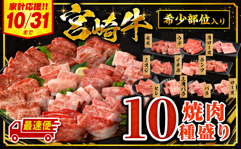 【期間限定・最速便】宮崎牛焼肉10種盛り合わせ_M132-067-D-2W