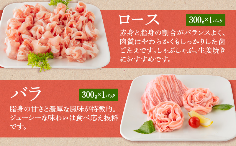 宮崎県産 豚ロース・豚バラ・豚肩ロース しゃぶ 各300g×1 豚こま切れ 400g 黒毛和牛 こま切れ 300g 合計1.6kg_M132-033