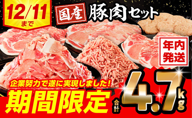 【年内発送】【期間限定】ロースたっぷり大満足豚肉バラエティセット4.7kg_M132-064-UP-NN