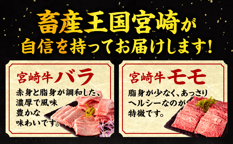 【期間限定】宮崎牛バラ焼肉500g 宮崎牛モモ焼肉500g 宮崎県産豚バラ焼肉500g 宮崎県産黒毛和牛小間切れ100g×2 合計1.7kg_M132-028-UP