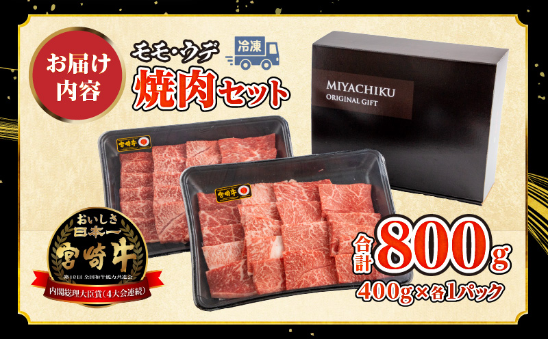 宮崎牛 モモ ウデ 焼肉 セット 各400g 合計800g_M132-012_02