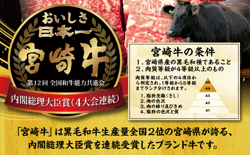 【期間限定】宮崎牛モモ焼肉500g 宮崎県産黒毛和牛こま切れ100g 合計600g_M132-024-UP