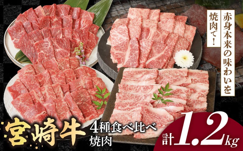 宮崎牛4種食べ比べ焼肉1.2kg N0147-YC233