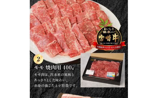 宮崎牛 ウデ・モモ・バラ 焼肉用 各400g 計1.2kg