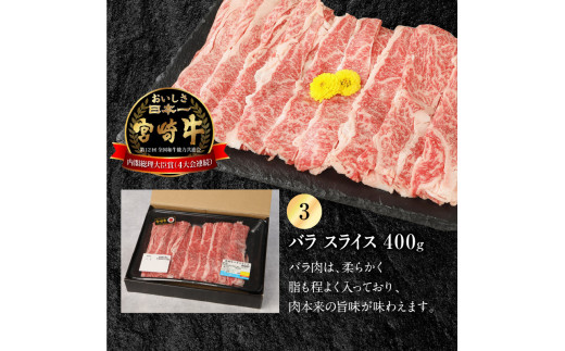 宮崎牛 肩ローススライス・モモスライス・バラスライス 計1.1kg