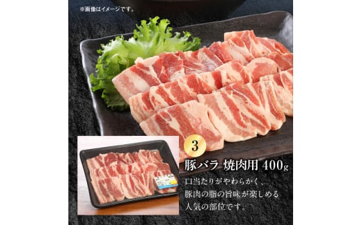 宮崎牛 豚肉 牛バラ・モモ 焼肉用 各400g 豚バラ 500g 計1.3kg