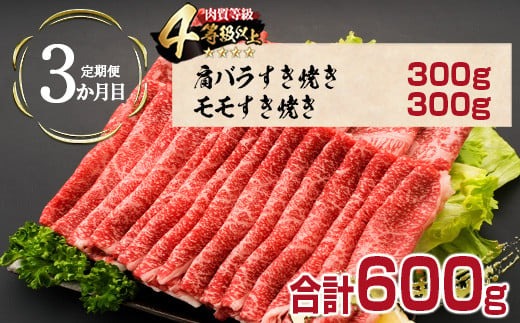 4か月 お楽しみ 定期便 宮崎牛 すき焼き バラエティ セット 総重量2.4kg 肉 牛 牛肉 黒毛和牛 国産 おかず しゃぶしゃぶ 食品 送料無料_MPJB1-24