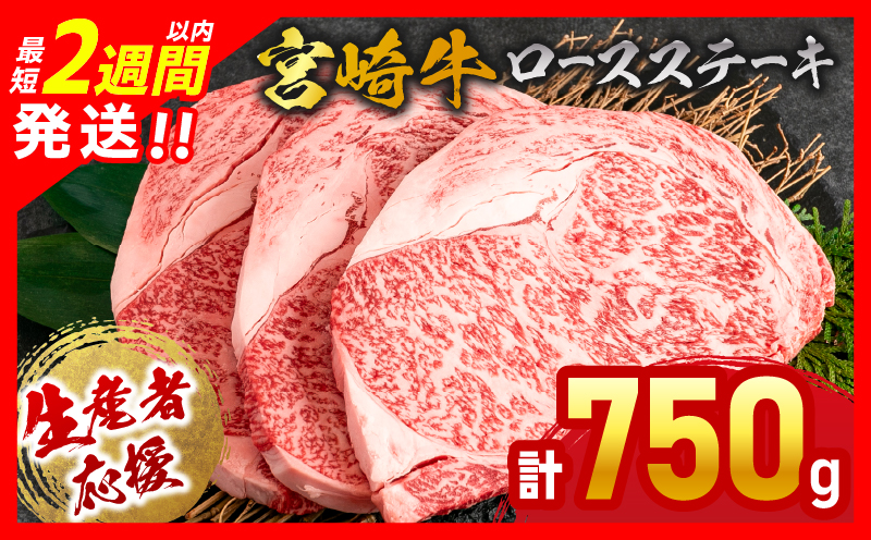 生産者応援 数量限定 宮崎牛 ロース ステーキ 3枚 牛肉 ビーフ 黒毛和牛 ミヤチク 国産 ブランド牛 食品 おかず ディナー 人気 おすすめ 鉄板焼き 高級 贅沢 上質 ご褒美 お祝 記念日 イベント グルメ 枚数が選べる 宮崎県 日南市 送料無料_MPDB1-24