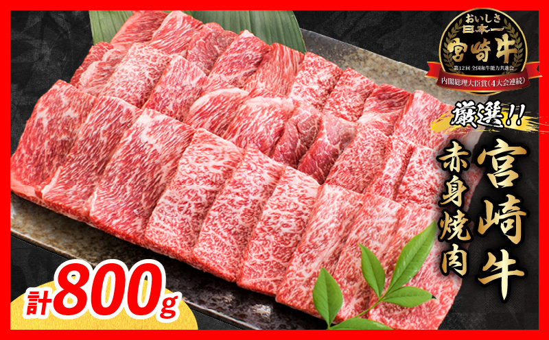 厳選 宮崎牛 赤身 焼肉 計800g 牛肉 国産 焼き肉 BBQ 鉄板焼き バーベキュー 黒毛和牛 肩ウデ モモ 4等級以上 ギフト 贈答 小分け 食品 選べる ミヤチク 宮崎県 日南市 送料無料_MPBD4-26