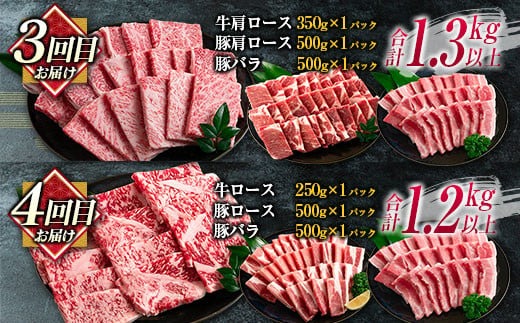数量限定 6か月 お楽しみ 定期便 宮崎牛 豚肉 焼肉 セット 総重量8kg以上 牛肉 ビーフ ポーク 黒毛和牛 ミヤチク モモ バラ 肩ロース ミスジ ウデ 豚バラ BBQ 鉄板焼き 食べ比べ 国産 食品 おかず お弁当 冷凍 お取り寄せ グルメ 宮崎県 日南市 送料無料_MPM1-25