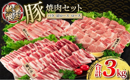 数量限定 豚肉 焼肉 セット 合計3kg 豚バラ 豚ロース ポーク 詰め合わせ 国産 宮崎県産 ミヤチク おかず お弁当 おつまみ 食べ比べ 食品 バーベキュー キャンプ グランピング 人気 おすすめ 小分け お祝 記念日 バラエティ お取り寄せ 日南市 送料無料_MPCC4-24