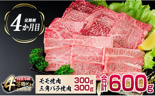 4か月 お楽しみ 定期便 宮崎牛 焼肉 バラエティ セット 総重量2.4kg 肉 牛 牛肉 黒毛和牛 モモ ミスジ イチボ バラ 国産 おかず 食品 BBQ 送料無料_MPIG1-24