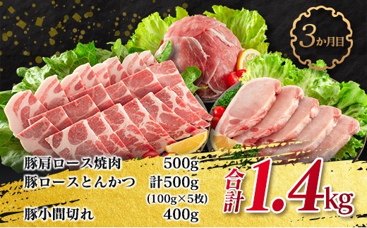 数量限定 3か月 お楽しみ 定期便 豚 トン とん ポーク バラエティ セット 総重量4.1kg 豚肉 ミヤチク 国産 豚ヒレ 豚ロース 豚バラ しゃぶしゃぶ 小間切れ とんかつ スライス 焼肉 食品 万能食材 詰め合わせ お取り寄せ おすすめ 宮崎県 日南市 送料無料_MPFD2-24