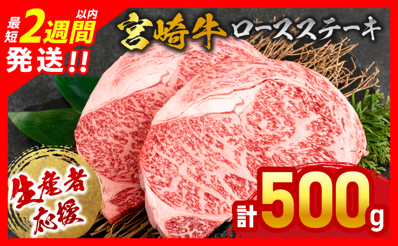 生産者応援 数量限定 宮崎牛 ロース ステーキ 2枚 牛肉 ビーフ 黒毛和牛 ミヤチク 国産 ブランド牛 食品 おかず ディナー 人気 おすすめ 鉄板焼き 高級 贅沢 上質 ご褒美 お祝 記念日 イベント グルメ 枚数が選べる 宮崎県 日南市 送料無料_MPCA5-24