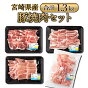 宮崎県産豚 焼肉セット 肩ロース焼肉 バラ焼肉 ロース焼肉 小間切れ （合計1.3kg） 焼肉 しゃぶしゃぶ BBQ 宮崎県【mMCBY4-13】