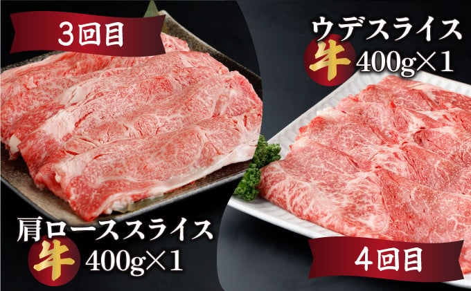 【定月定期便！計3.7kg （宮崎牛ロース ステーキ、宮崎産豚ロース しゃぶ、定期便・全6回】宮崎牛と宮崎産豚肉 6ヶ宮崎牛肩ローススライス、宮崎牛ウデ スライス、宮崎産豚バラ 焼肉、宮崎牛モモ焼肉用400g×1）【mKU305】