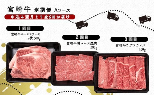 【6ヶ月定期便】『宮崎牛』焼肉・すき焼き・ステーキ(Aコース)内閣総理大臣賞４連続受賞<7.5-5>