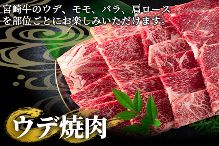 ＜宮崎牛(ウデ、モモ、バラ、肩ロース)の焼肉と宮崎県産和牛小間切れ 総量1.9kg＞《毎月数量限定》宮崎牛焼肉セット【MI128-my】【ミヤチク】