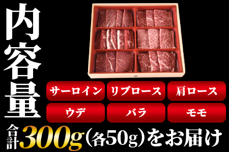 数量限定 ＜宮崎県産黒毛和牛(経産)6種焼肉セット 300g＞1か月以内に順次出荷【 国産 黒毛和牛 牛肉 牛 精肉 焼き肉 焼肉 サーロイン リブロース 肩ロース ウデ モモ バラ 贈答品 ギフト 贈り物 グルメ ミヤチク 】