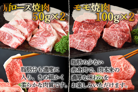 ＜宮崎県産黒毛和牛 焼肉食べ比べ 5種盛り 2セット 合計600g（4種各50g×2＋モモ100g×2）＞