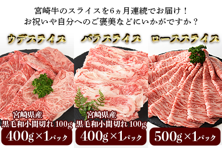 ＜6か月定期便 宮崎牛スライス 食べ比べコース＞入金確認後、1か月程度で出荷
