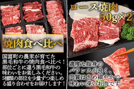 ＜宮崎県産黒毛和牛 焼肉食べ比べ 5種盛り 2セット 合計600g（4種各50g×2＋モモ100g×2）＞