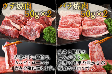 ＜宮崎県産黒毛和牛 焼肉食べ比べ 5種盛り 2セット 合計600g（4種各50g×2＋モモ100g×2）＞