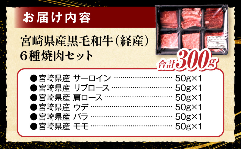 宮崎県産黒毛和牛(経産)6種焼肉セット 300g_b0749_my_x2
