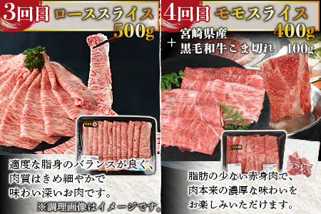 ＜6か月定期便 宮崎牛スライス 食べ比べコース＞入金確認後、1か月程度で出荷