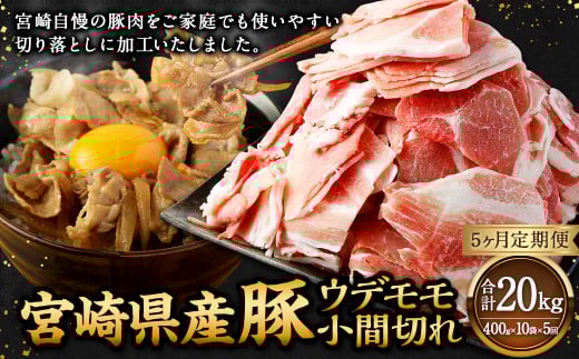 【5ヶ月定期便】<宮崎県産豚 ウデモモ 小間切れ 400g×10袋(10袋×5回)> お申込みの翌月下旬頃に第一回目発送(12月は中旬頃) 豚肉 お肉 肉 新生活応援 卒業祝い 就職祝い 入学 卒業 お花見 引越し