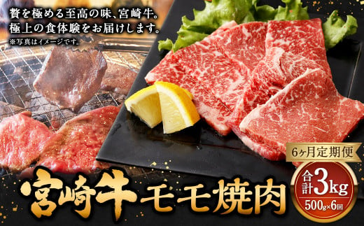 【6ヶ月定期便】＜宮崎牛モモ焼肉 500g（1パック：500g×6回）＞ お申込みの翌月下旬頃に第一回目発送（12月は中旬頃） 牛肉 お肉 肉 和牛