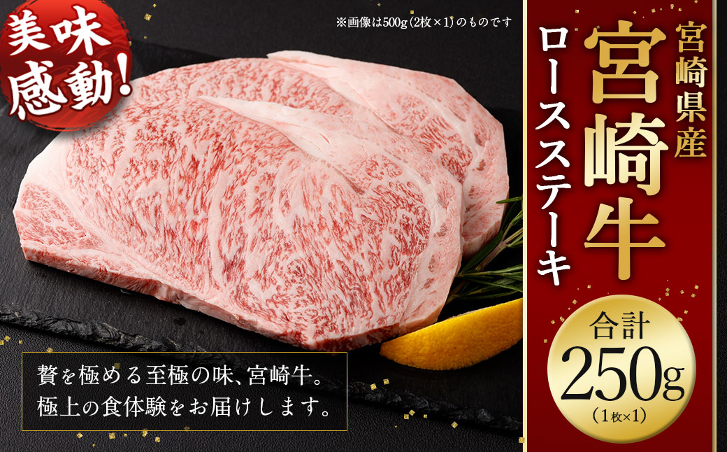 <宮崎牛ロースステーキ1枚 250g>翌月末迄に順次出荷 お肉 肉 宮崎牛 牛肉 ステーキ ステーキ肉 ロース ロースステーキ 冷凍 宮崎県 高鍋町