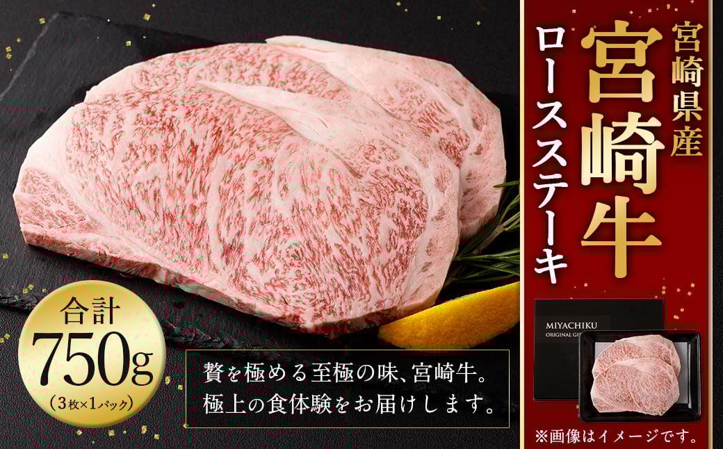 ＜宮崎牛 ロースステーキ 3枚 750g＞翌月末迄に順次出荷 宮崎牛 ロース ステーキ 牛肉 国産 和牛 新生活応援 卒業祝い 就職祝い 入学 卒業 お花見 引越し