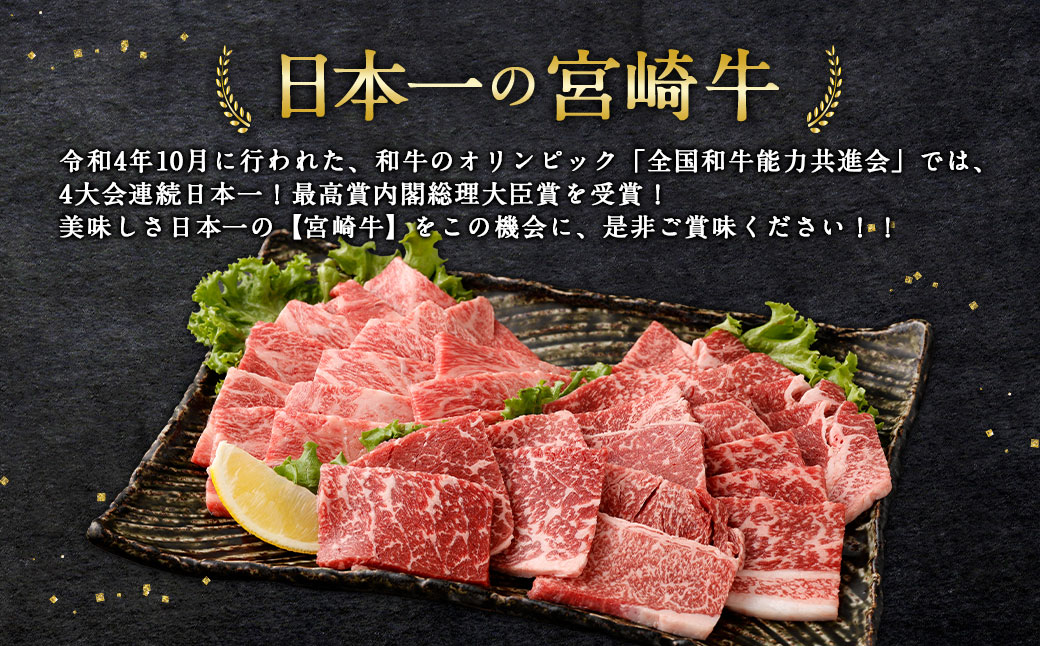 ＜宮崎牛 焼肉 2種 (赤身霜降り)＞1か月以内に順次出荷