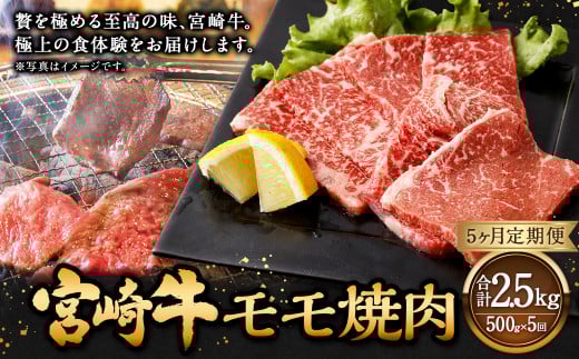 【5ヶ月定期便】<宮崎牛モモ焼肉 500g(1パック:500g×5回)> お申込みの翌月下旬頃に第一回目発送(12月は中旬頃) 牛肉 お肉 肉 和牛 新生活応援 卒業祝い 就職祝い 入学 卒業 お花見 引越し