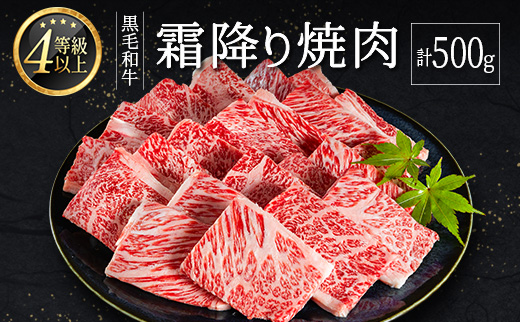 <肉質等級4等級以上>黒毛和牛 霜降り 焼肉 計500g 牛肉 BBQ 国産 宮崎県産【B651-2510-90】