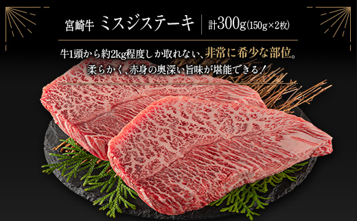 ≪肉質等級4等級≫宮崎牛 贅沢ステーキセット［ロース・ミスジ・モモ］計1.1kg【E174-24-30】