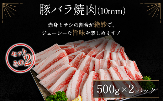 宮崎県産豚ロース＆豚バラ厚切り焼肉 合計2kg（500g×4P）肉 豚肉【B633-2503】