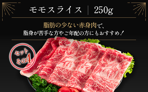 ≪肉質等級4等級≫宮崎牛 4種食べ比べスライスセット（各250g×4パック）合計1kg【D118-2503】