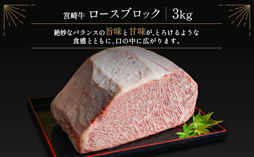 ［限定10個］超豪華 宮崎牛 ロースブロック 計3kg 牛肉 焼肉 BBQ ステーキ 国産 宮崎県産【F146-2503】