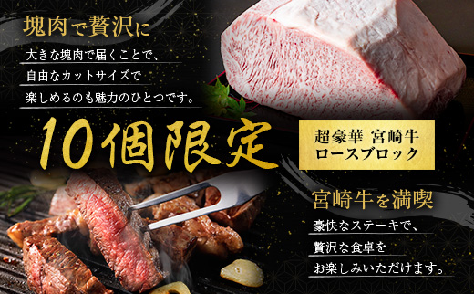 ［限定10個］超豪華 宮崎牛 ロースブロック 計3kg 牛肉 焼肉 BBQ ステーキ 国産 宮崎県産【F146-2503】