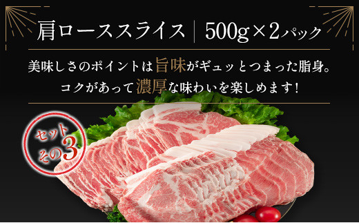 宮崎県産豚 3種食べ比べスライスセット（500g×6パック）計3kg【C369-2503】