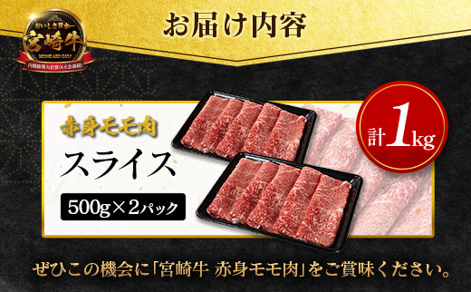 6月11日(木)までの期間限定!! 畜産農家応援 宮崎牛 モモ 赤身肉（スライス）計1kg 国産 牛肉【C471-Y-14D-Mi】※14営業日以内出荷