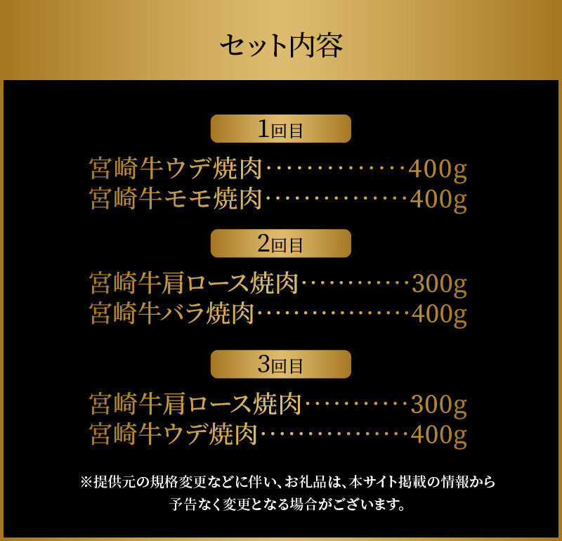 宮崎牛 焼肉3回定期便 K18_T013_6
