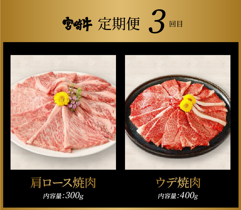 宮崎牛 焼肉3回定期便 K18_T013_6