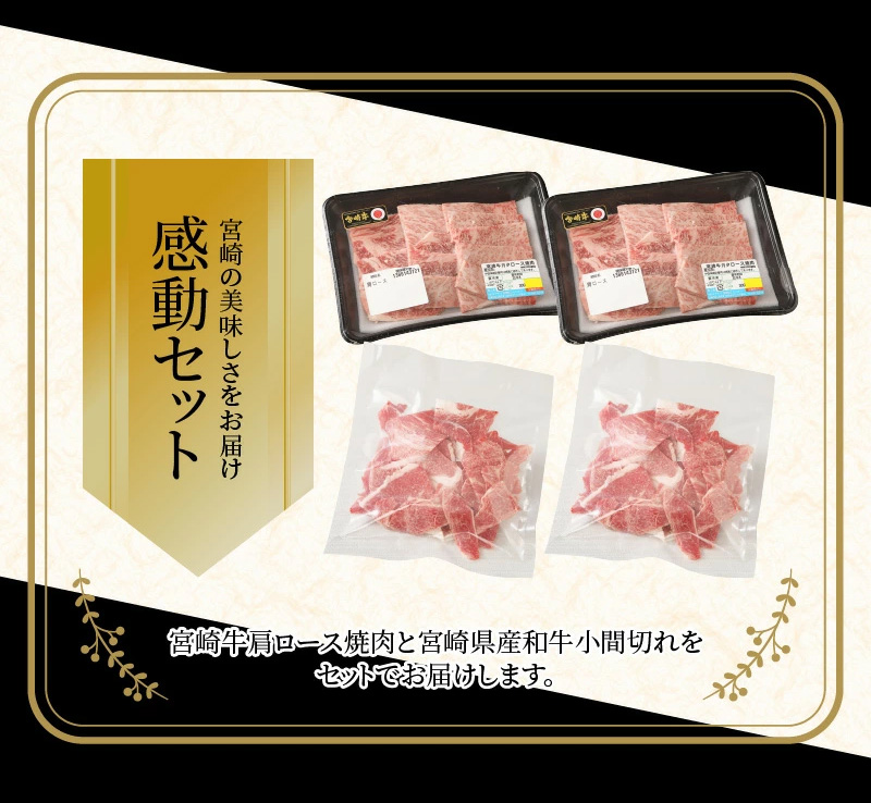 宮崎牛肩ロース焼肉600ｇ 宮崎県産和牛小間切れ200ｇ K18_0035_4