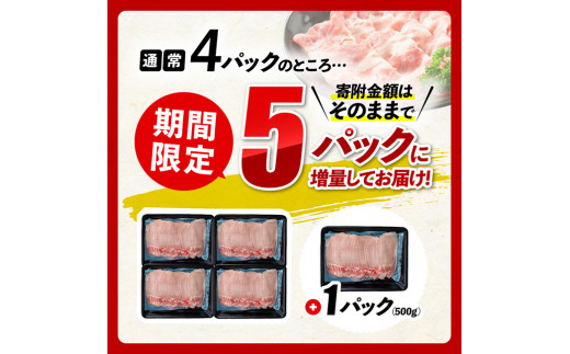 【令和6年11月発送】宮崎県産豚ロースしゃぶしゃぶ 2.5kg (500g×4,＋500g【期間限定】) 【 豚肉 豚 肉 国産 うす切り スライス 】